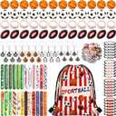 169 Pcs Sportball Party Favors Bulk 48 Pcs Sportball Stress Balls and Sport Stickers 24 Pcs Sport Keychain and Wristbands and Snap Bracelets Drawstring bags for Team Birthday Party Supplies