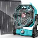 20000mAh Solar Fan, Camping Fan with Solar Panel, 7W 9-Inch Rechargeable Battery Operated Fans for Outside, LED Lantern, Stepless Speed and Quiet Battery Powered Solar Tent Fans for Outdoor, Barbecue (MintGreen)