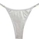 OYOANGLE Women's Metallic Thong Bikini Bottom Low Rise Cheeky Swim Bottoms Beachwear L