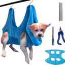 Dog Grooming Hammock - Dog, Cat Grooming Kit, Trimming Nails, Giving Eardrops, Eyedrops, Multipurpose Pet Harness (Blue) (Small)