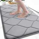 Smiry Memory Foam Bath Mat 30''x20'', Ultra Soft Non-Slip Bathroom Rug, Plush Water Absorbent Quick Dry and Machine Washable Floor Mat for Shower, Tub & Home Decor, Grey