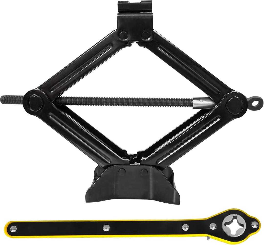 Scissor Jack 2 Ton | Universal | Tire Changing Car Emergency Kit with Ratchet Wrench, 2 Pcs