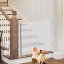 Retractable Baby Gate for Stairs - 55" Wide Mesh Dog Gate Indoor, Two-Step Safety Lock, 34" Tall Child Gate for Doorways, Hallways, Deck, Indoor Outdoor Garage, White