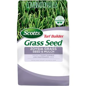 Scotts Turf Builder Zoysia Grass Seed & Mulch, Grows a Tough, Low-Maintenance Lawn, 5 lbs. (2,000 sq. ft.)