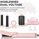 MaxAIR 2.0 Dual Voltage Hair Dryer Brush Travel 5-in-1 Hot Air Hair Styler with Auto Wrap Curlers, Air Straightener Adds Shine, Smooth, Curl & Volume for Salon Blowout, Ionic Frizz Control, Pink