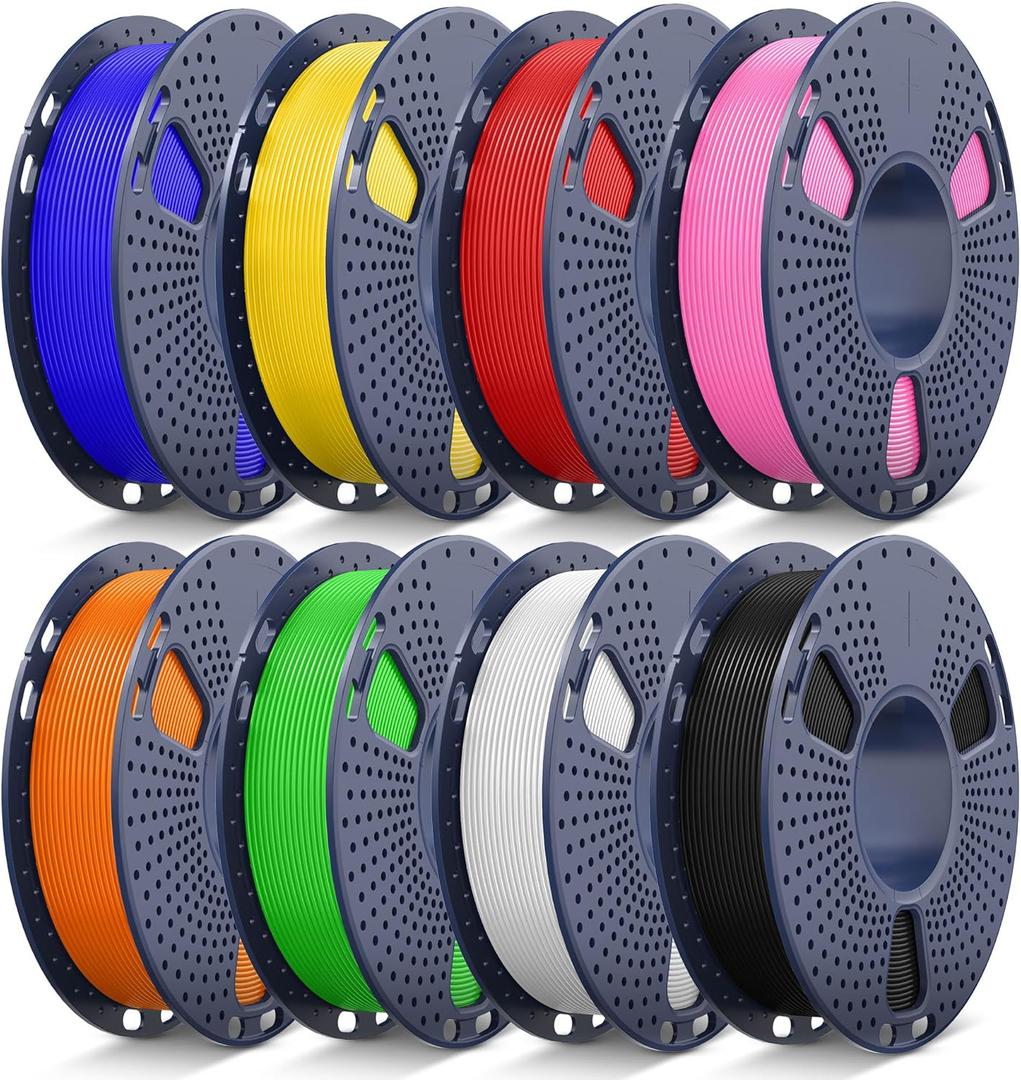 JAYO PETG Filament 1.75mm Bundle 2KG, Strong Toughness PETG 3D Printer Filament, Accuracy +/- 0.02 mm, Fits for Most FDM 3D Printers (Black, White, Green, Red, Blue, Orange, Yellow, Pink)