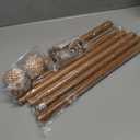 Wood Boho Curtain Rods for Windows:Wooden Farmhouse Decorative Curtain Rod for Bedroom Living Room,Heavy Duty Adjustable Rustic Bamboo Drapery Rods with Imitation Wood Grain Finials,Brown 36-88"