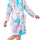 Giggling Getup Christmas Kids Robes, Hooded Girls Bath Robe, Girls Christmas Pajamas (S)