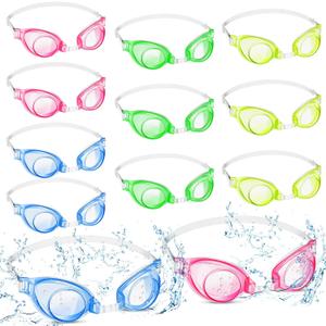 11 Pairs Summer Kids Swimming Goggles No Leaking Wide View Swim Glasses Pool Clear Water Goggles with Adjustable Strap for Youth Children Teens Boys Girls Aged 6-14, 4 Colors
