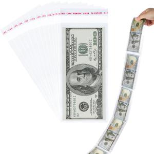 200Pcs Cake Money Box Transparent Bag Clear Paper Money Currency Sleeves Self Sealing Cellophane Money Bags