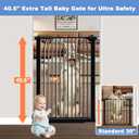 72.2"-76.7" Extra Wide Baby Gate, 40.5" Tall Dog Gate Indoor,Walk Through Pet Gates for Doorways Kitchen No Drilling Auto Close Pressure Mounted Safety Child Toddler Gate, Black
