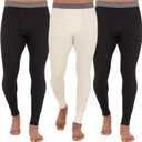 Fruit of The Loom Men's 3-Pack Recycled Waffle Thermal Underwear Bottom, Black/Black/Natural, Large