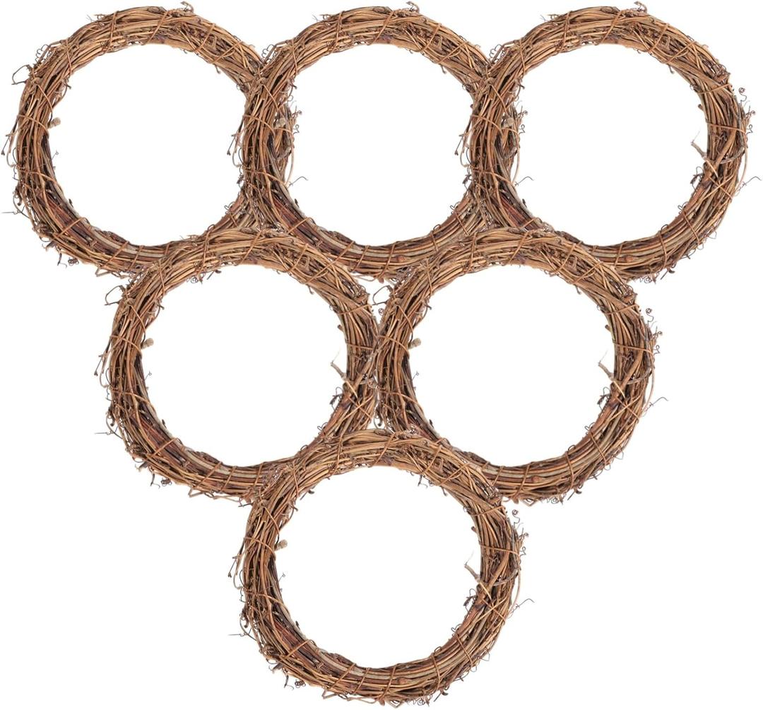 6 Pcs Grapevine Wreath 6 inch - DIY Crafts Natural Grapevine Twig Vines, Vines Garland Wreaths for Wedding House Holiday Door Vase Wall Decor