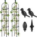 2 Pcs Garden Obelisk Trellis for Climbing Plants Outdoor 6 Ft Rose Bush Round Trellis for Pots Rustproof Metal Pipe with Plastic Coated Plant Flower Trellises for Clematis Vine Jasmine Support