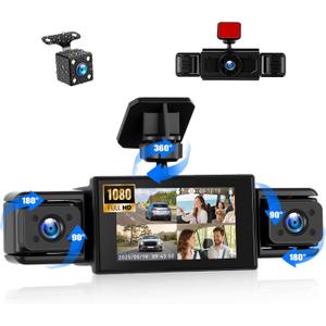 Dash Cam 1080P 3 Inch Dashboard Camera Car Recorder Wide Angle Dashcam Driving Loop Recording G-Sensor, Exposure Compensation, Motion Detection, Night Vision, Reverse Help, 360 Degree Protection