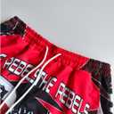 WDIRARA Men's Skull Graphic Shorts Workout Athletic Drawstring Waist Gym Shorts Streetwear (Large, Red)