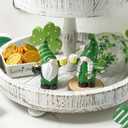 St Patrick's Day Gnomes Decor, 2Pcs Resin Leprechaun Figurines with Pot of Gold, Shamrock for Mantle, Small Lucky Couple Holiday Decorations, Party, Tiered Tray, Irish Home Decor (Green, White, and Black)