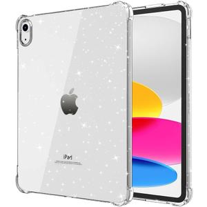 Clear Glitter Case for iPad (A16) 11th Gen 11 Inch 2025 / 10th Gen 10.9 Inch 2022, Slim Shockproof Anti-Yellow TPU Protective Scratch Resistant, Transparent Sparkly Back Cover with Raised Edge