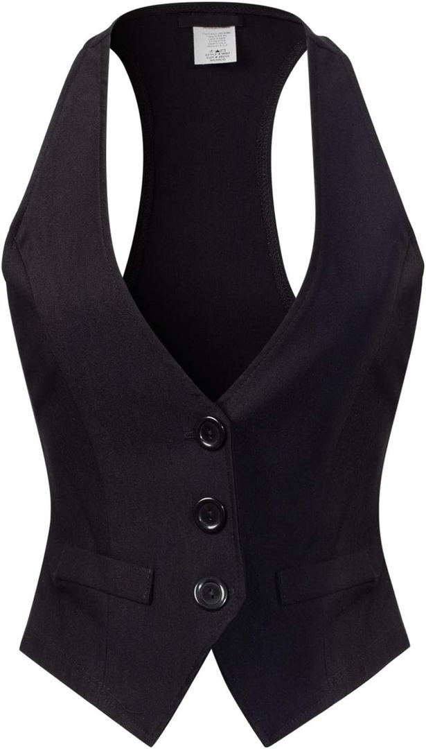 Design by Olivia Women's Dressy Casual Versatile Racerback Vest Tuxedo Suit Waistcoat (2XL, Black) Design by Olivia Women's Dressy Casual Versatile Racerback Vest Tuxedo Suit Waistcoat (2XL, Black)