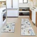 Nautical Kitchen Rug Set of 2,Ocean Themed Kitchen Decor Vintage Beach Kitchen Mat Non-Slip Washable, Farmhouse Kitchen Decor Anti Fatigue Floor Mat for Kitchen Laundry Room,17x30+17x47 Inch