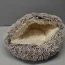 NOYAL Round Hooded Donut Dog Bed for Small & Medium Pets - Plush Fluffy Anti-Anxiety Cat Cave Bed with Cover