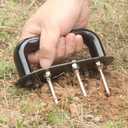 Hand Tiller Garden Tool Lawn Aerator Spike Manual Tool Portable Handheld Aerator Lawn Tool with 7-Iron Spikes, Pre-Aessmbled Small Grass Aerator Tool, Cultivator Tiller Soil Lossener