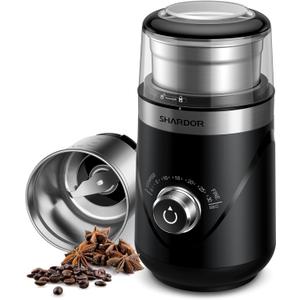 SHARDOR Upgraded Adjustable Coffee Grinder Electric, Herb/Spice, Espresso with 1 Removable Stainless Steel Bowl, Black, Upgraded Version 3.0 (1 Bowl)
