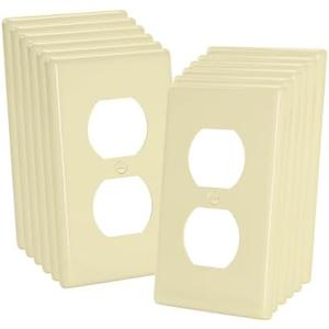 Bates- Duplex Wall Plate, 5.5" x 3.5"/Over Size, 12 Pack, Ivory, Electrical Outlet Cover Plates, Wall Outlet Cover