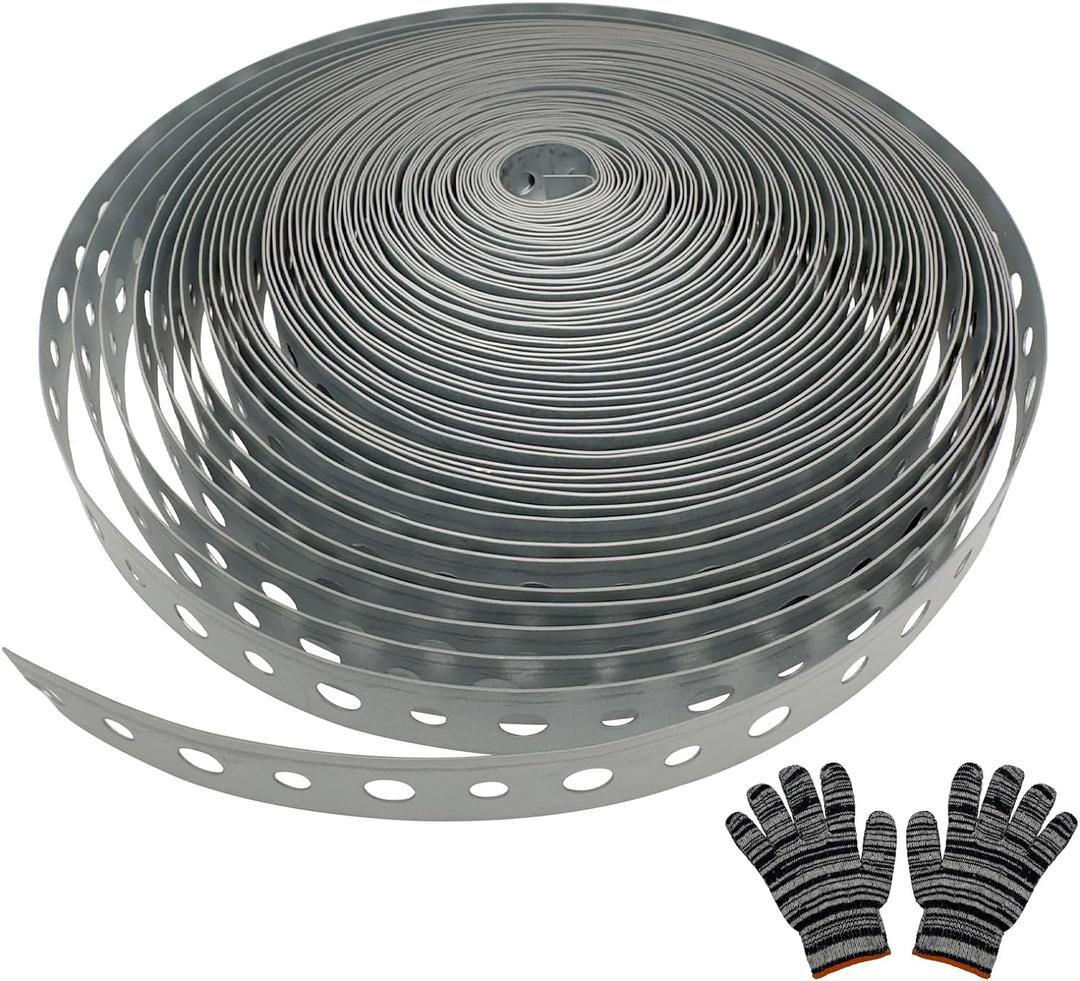 Metal Pipe Strap 3/4-Inch x 50-Feet 24-Gauge for Pipe Support Galvanized Pipe Hanger Strap Metal Strapping with Hole Flexible Trimming