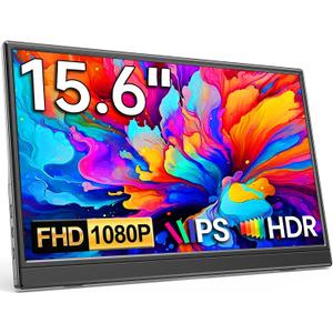 KQC Portable Monitor 15.6" 1080P FHD IPS Display, Ultra-Slim USB-C HDMI Travel Monitor with Kickstand, Zero Bezel Screen Extender for Laptop, Mac, Phone, PS, Xbox, Switch Gaming