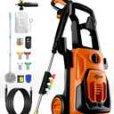 Electric Pressure Washer - DECERK Power Washer with 55 FT Total Length, 5000 PSI Max 1.45 GPM, 4 Nozzles & Foam Cannon, Small Powerwasher Cleaner for Cars Fences Driveway Patios Garden