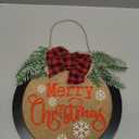 HOMCDALY Merry Christmas Welcome Sign for Front Door, Winter Merry Christmas Wreath with Light, Farmhouse Door Decoration Wooden Hanging Sign, Winter Home Decoration (F-Xmas-Black)