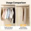 Space Saving Hanging Compression Garment Bag with Zipper for Closet Storage, Hanging Clothes Storage Bag, Garment Covers for Coats and Down Jackets, Beige, L