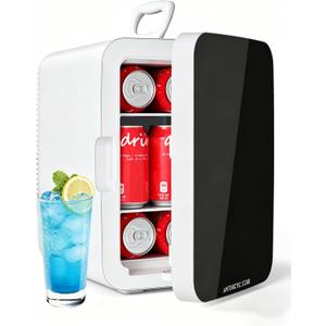 Antarctic Star Mini Personal Fridge Cooler, 10L Portable Compact Refrigerator, 2.6 Gal Small Cooler with AC/DC Adapters for Beverages, Food, Skincare, Bedroom, Office, Dorm Room, or Cabin, White