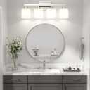 VOLISUN Brushed Nickel Bathroom Light Fixtures, 4-Light Bathroom Vanity Lights Over Mirror, Modern Vanity Light for Bathrooms, Bathrooms Lights Fixtures Over Mirror with Milky White Glass Shades