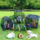 CypherX Outdoor Rainbow Cat Enclosure, 7 in 1 Portable Cat Tents for Outside Cage Free Outside Pet Enclosure Cat Tunnel Outdoor Playground for Indoor Cats and Small Animals