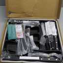 49-Piece Black Silverware Set with Organizer, Stainless Steel Flatware Set for 8 with Drawer Tray, Cutlery Steak Knives Fork Spoon for Home Restaurant, Mirror Finish