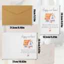3 x Happy New Home Card, 8.07x5.31in Funny Housewarming Greeting Card, Congratulations on Your New House Warming Card with Envelope, Welcome New Apartment Card, New Home Card Gift