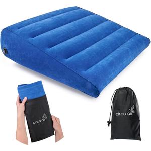 Circa Air Inflatable Wedge Pillow for Travel - Lightweight & Portable. Travel Wedge Pillow for Sleeping, Acid Reflux, Gerd, Snoring. for Back, Leg Elevation & Knee Support. Bed Wedge Pillow Blue