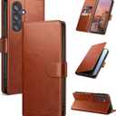 Wallet Case for Samsung Galaxy S25 5G with RFID-Blocking Credit Card Holder, PU Leather Folio Flip Cover Women Men Protective Phone Case Compatible with Samsung S25, Light Brown