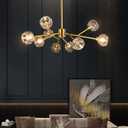 Weesalife Sputnik Chandeliers for Dining Room Light Fixture Over Table, Modern Crystal Chandeliers, 9 Lights Gold Lighting Fixtures for Living Room Bedroom Kitchen Island