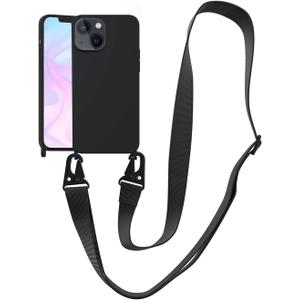 Compatible with iPhone 13 Case Crossbody Phone Case with Lanyard Neck Strap Adjustable Shockproof Drop Protection Silicone Phone Cover for iPhone 13, 6.1 Black
