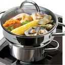 HOMICHEF 3 PCS Whole Food Steamer Set - Nickel Free Stainless Steel Veggie Steam Pot (9.5" Large Vegetable Steamer Insert With Lid, 8" Steam Pot)