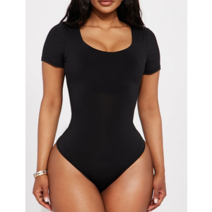 Floerns Women's Casual Short Sleeve Scoop Neck Tee Shirt Bodysuit Jumpsuit, L