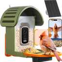 Smart Bird Feeder with Camera, 2.5K UHD Bird Feeder Camera Solar Powered, Sensitive AI Identification, Instant Alerts Capture Video, IP66 Waterproof for Outdoor, Ideal Gift, Green
