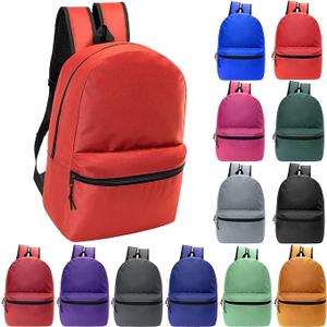 24-Pack 19" Classic Backpacks for Kids - Bookbags in Bulk for Elementary, Middle, and High School Students, 6 Assorted Colors