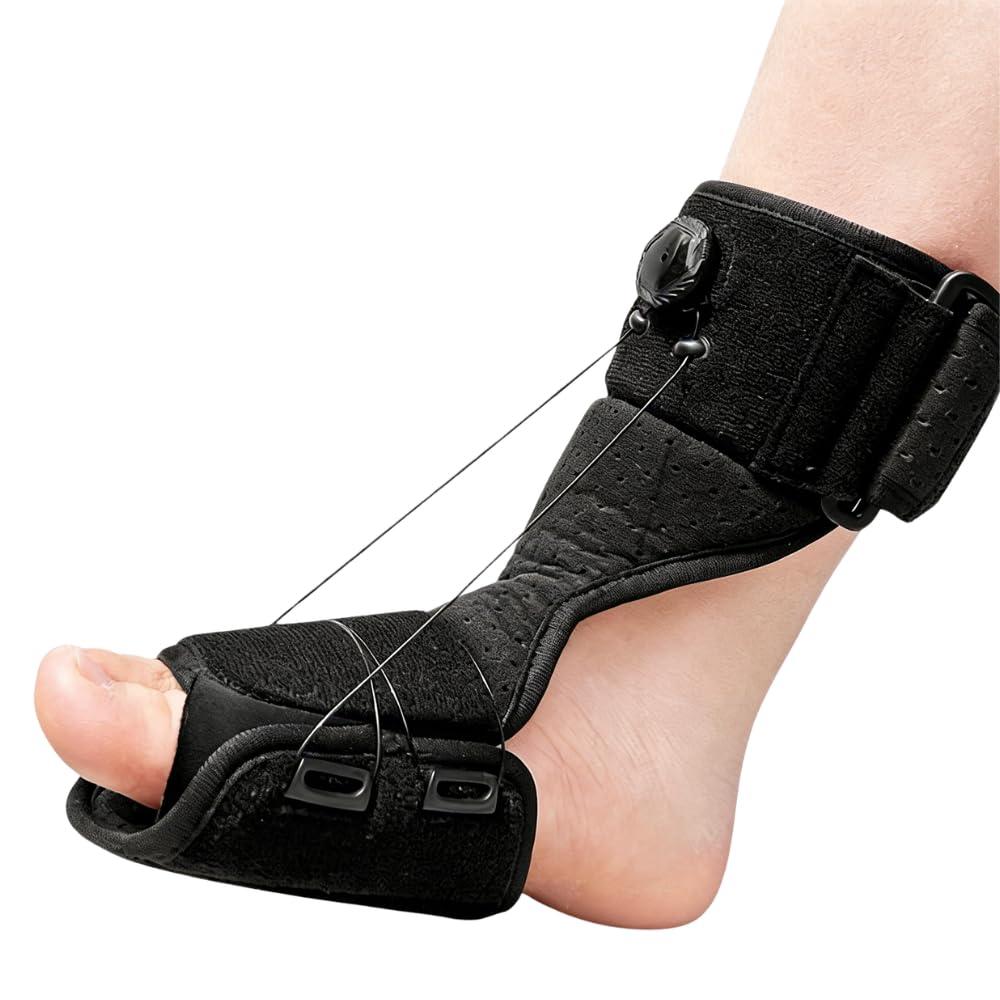 Plantar Fasciitis Night Splint for Men & Women Adjustable Foot Drop Brace with Rotating Dial, Extended Arch Support for Heel Pain & Achilles Tendonitis Relief, Comfortable Sleep & Home Use