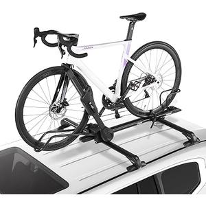 VEVOR Roof Bike Rack, 33 lbs Capacity, Foldable Upright Roof Mount Bicycle Rack with Locking Systems & Adjustable Arm for T-Slot Crossbars, Upright Rooftop Bike Rack 1 Bike Carrier for Car SUV, Black