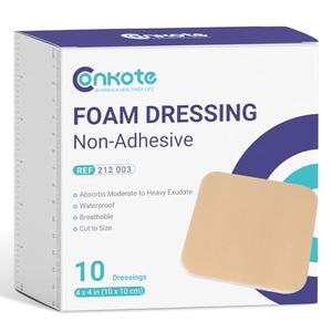 Conkote 10 Pack Foam Dressings Sterile Non-Adhesive Pads for Exudating Wounds 4"x4", FSA or HSA Highly Absorbent Waterproof Dressings for Wound Care, Ulcers, Post Op Trauma, Injuries, Burn