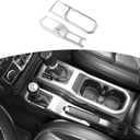 RT-TCZ for Jeep JL Gear Shift Cover Silver, 4WD Shift Knob Trim Panel for Jeep Wrangler JL JLU Gladiator JT 2018-2024 Silver Interior Accessories 2pcs
